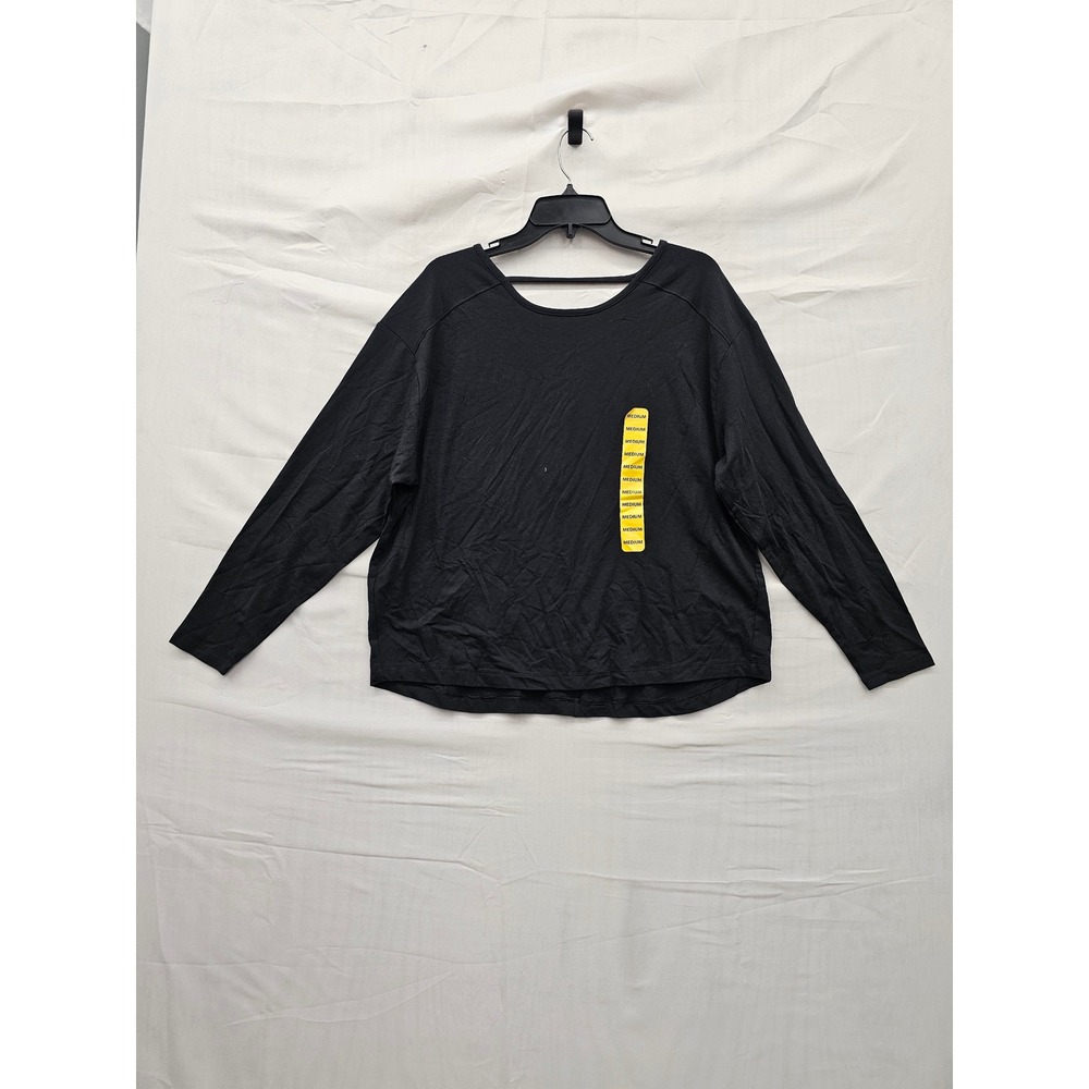 Member's Mark Womens Long Sleeve Active Tee Black Cotton‎ Blend Workout Size M